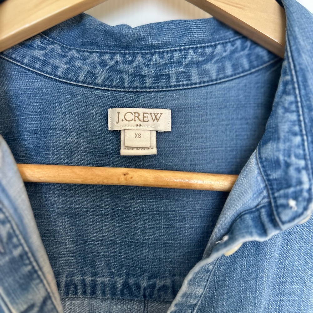 J.Crew Chambray Sleeveless Shirt Dress Light Wash Denim XS - Picture 3 of 5